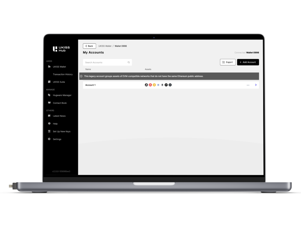 Legacy accounts on UKISS Hub desktop