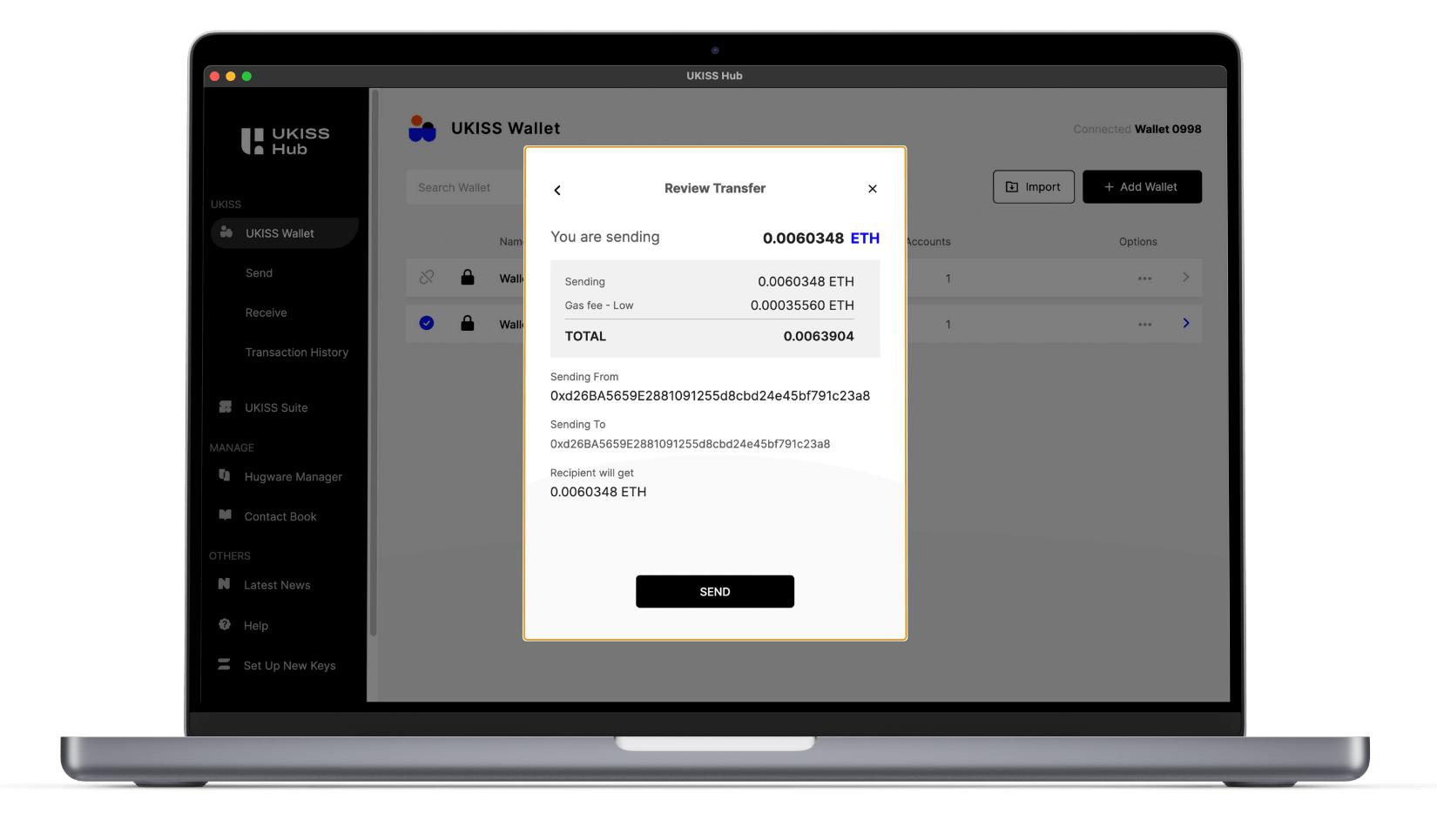 Transfer Tokens with UKISS Wallet