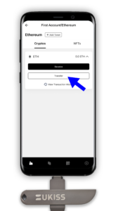 Tap transfer button to send asset.