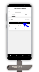 Tap Receive button to view wallet address.
