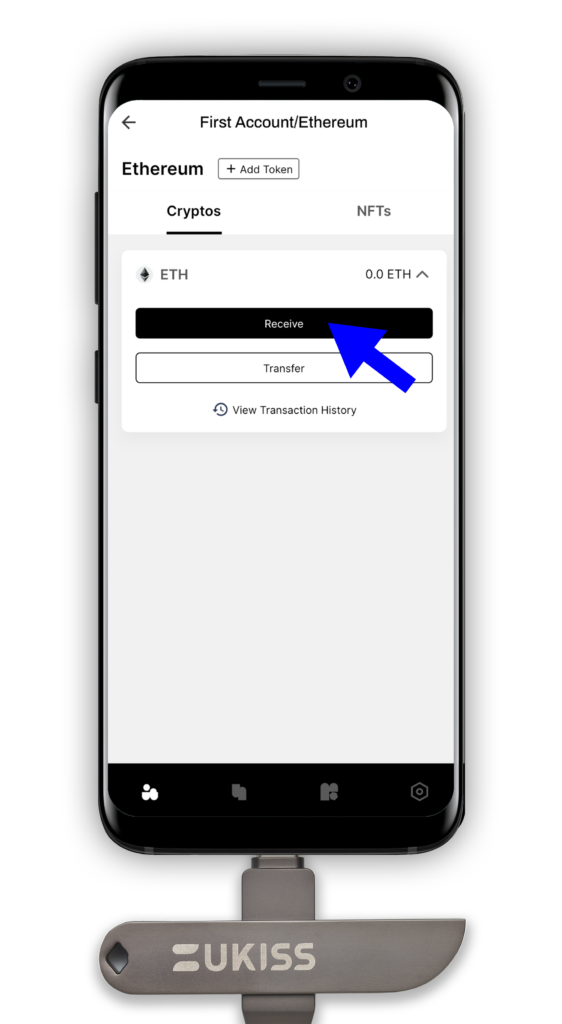 Tap Receive button to view wallet address.